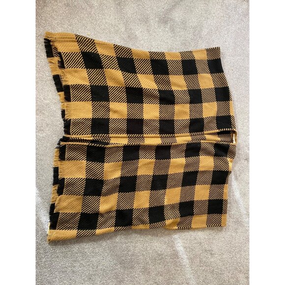 Loft Plaid Poncho Set Of 2 Black & Tan Red & White Fringed Hem Small - Picture 9 of 13